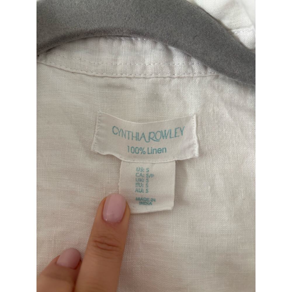 Cynthia Rowley White 100% Linen Button Up Shirt Women Small Long Sleeve Top - Picture 5 of 6